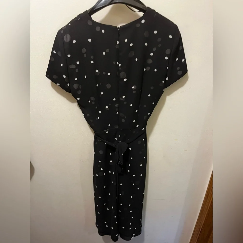 Vintage David Warren chiffon‎ black and white polka dot dress sz 10P - Picture 4 of 7